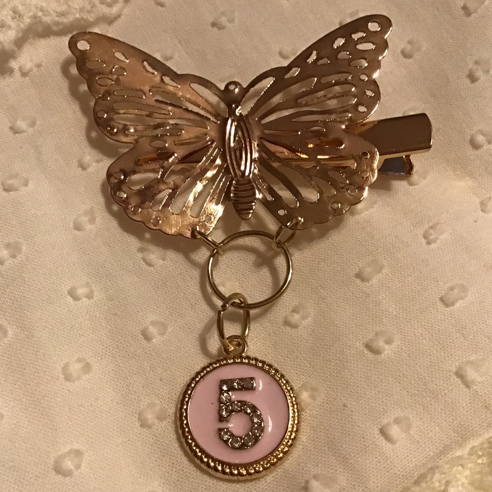 Gold butterfly hair clip with Austrian crystal 5